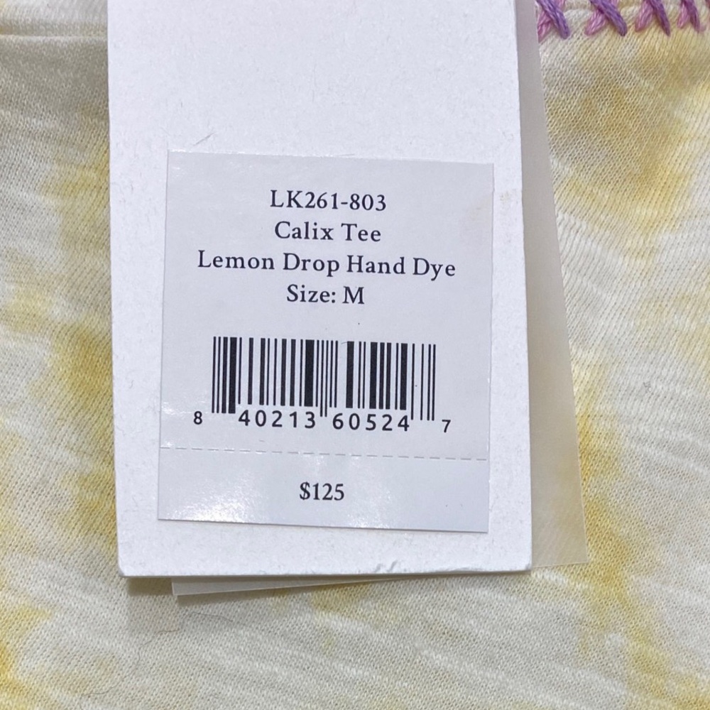 LoveShackFancy Cotton Calix T-Shirt Lemon Drop Hand Dye M NWT - Picture 4 of 5